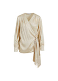 CC BLOUSE WITH WRAP EFFECT - CREME