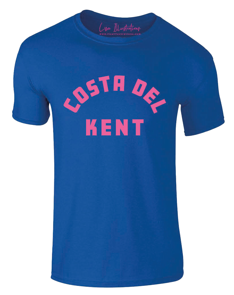 ‘Costa Del Kent’ Adult Unisex Tee - Blue