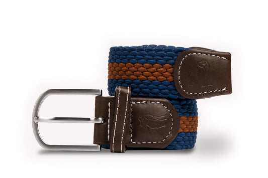 Recycled Woven Belt - Blue/Brown Stripe
