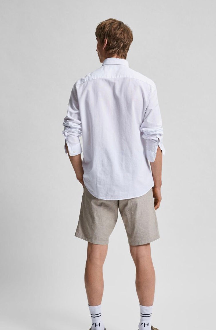 Linen-Organic Cotton Blend Shirt - White