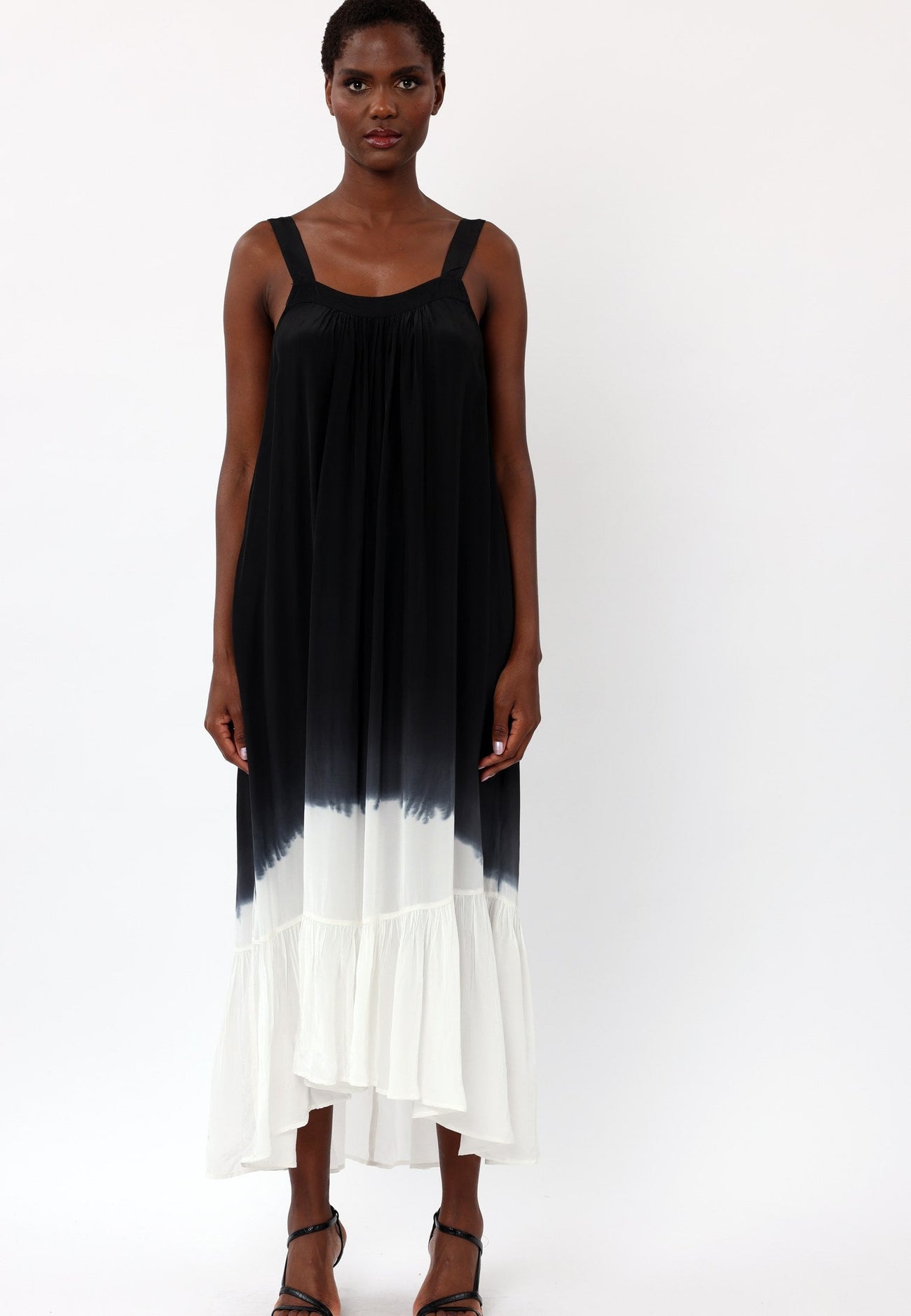 Black Dip Dye Printed Maxi Dress