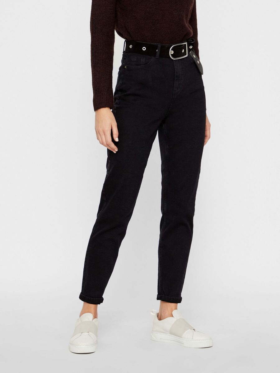 Black Stretchy High Waist Mom Jeans