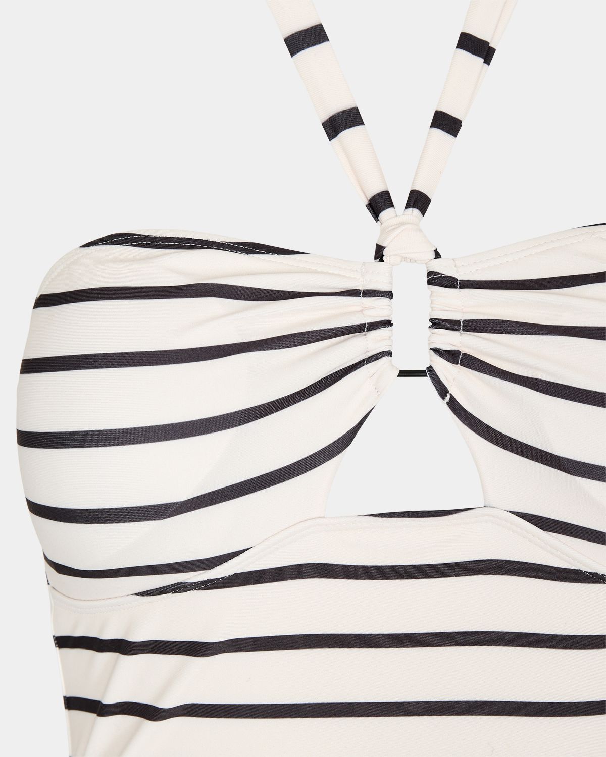White & Black Stripe Swimsuit