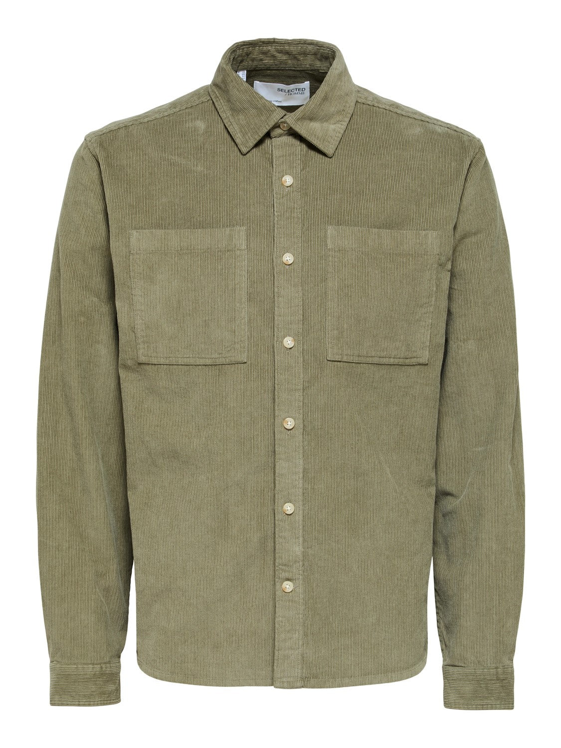 SLHLOOSEFINN LS CORD OVERSHIRT - VETIVER