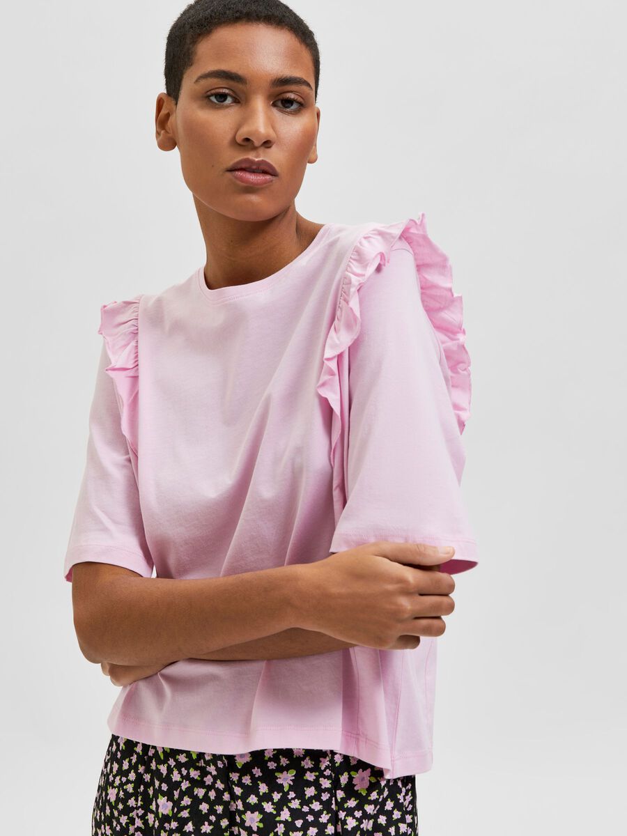 RUFFLED SS T-SHIRT - Pink