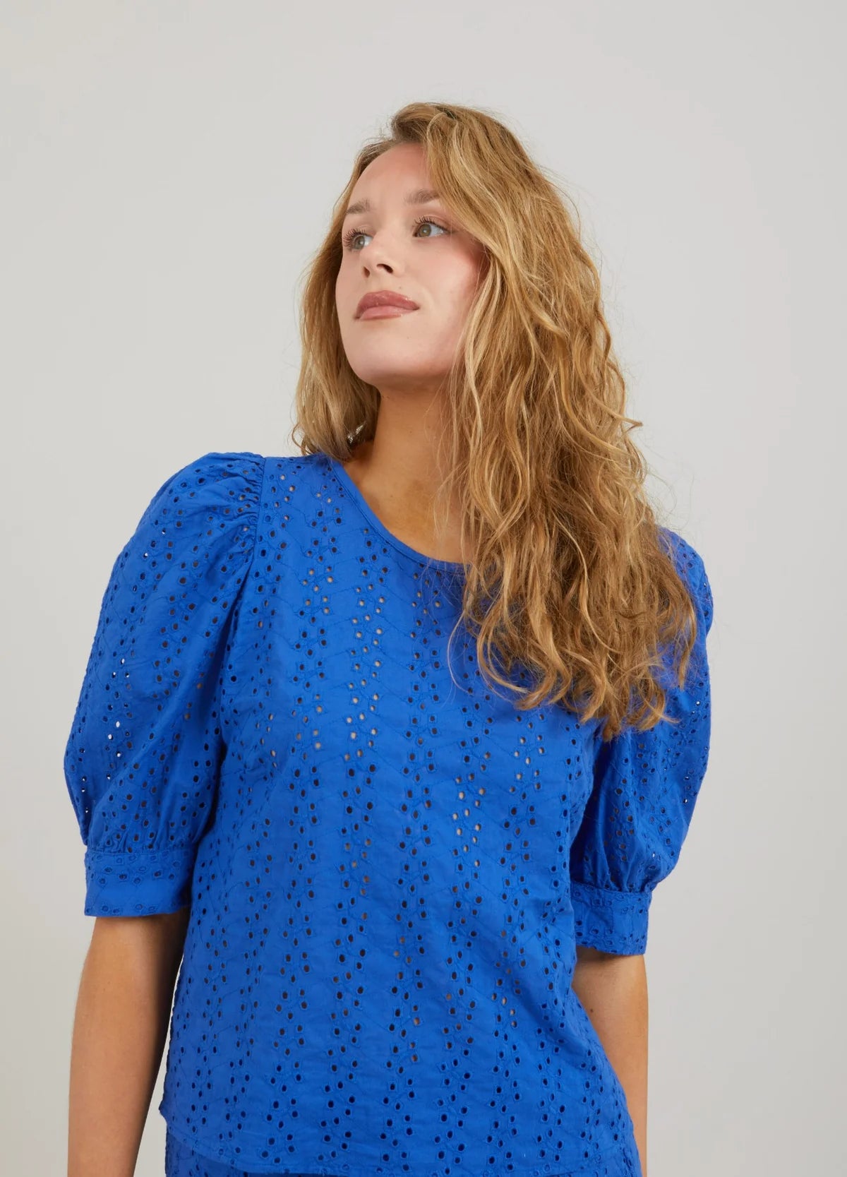 Amy Broderi Anglaise Top- Electric Blue