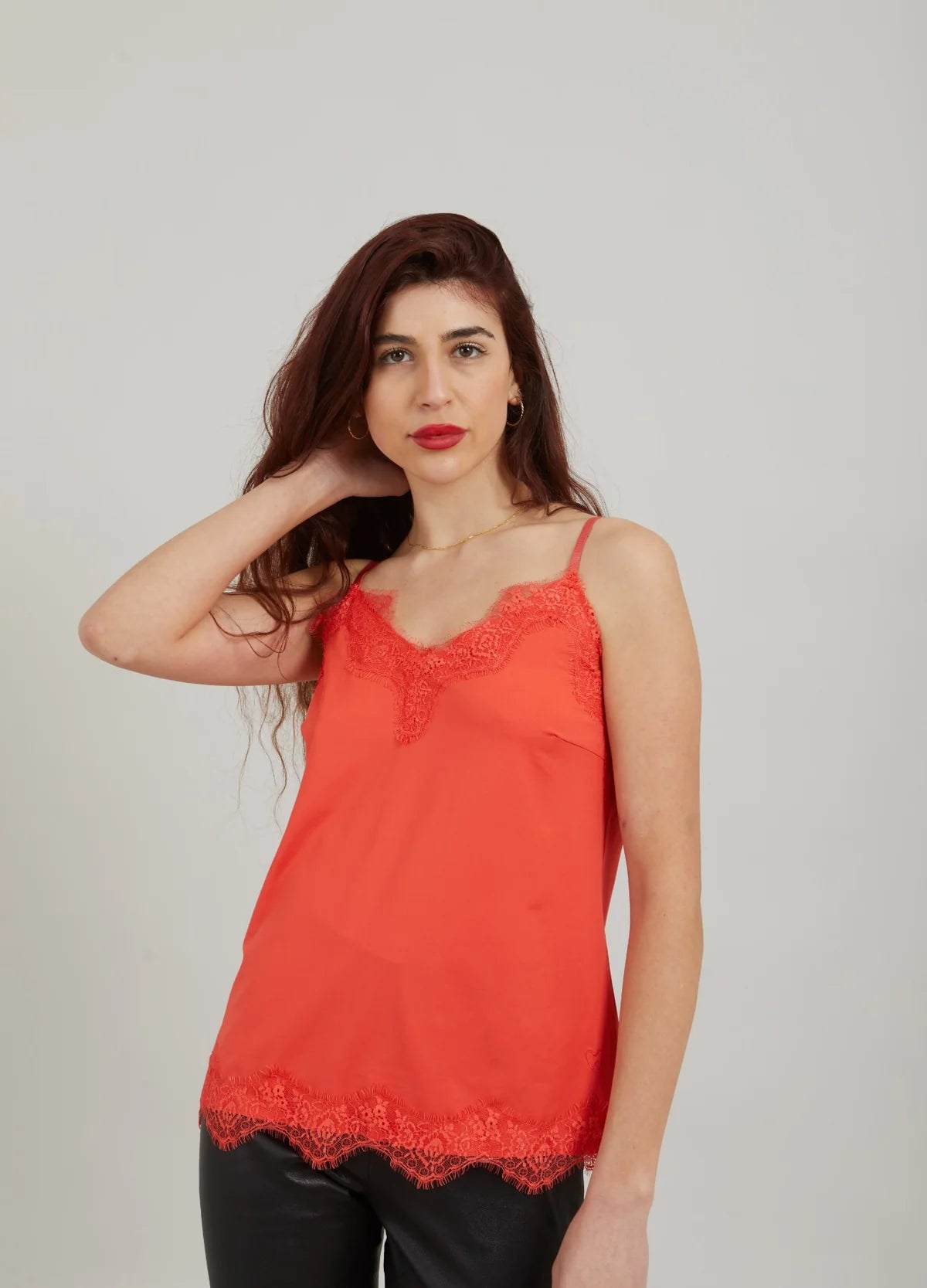 Rosie Lace Top - Red Lips