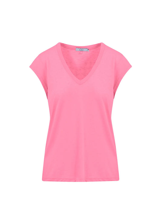 CC Heart Basic V-Neck Top - Clear Pink
