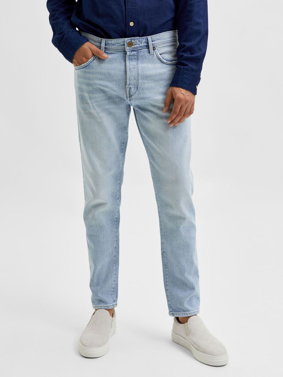 SLIM TAPERED FIT JEANS - Light Blue Denim
