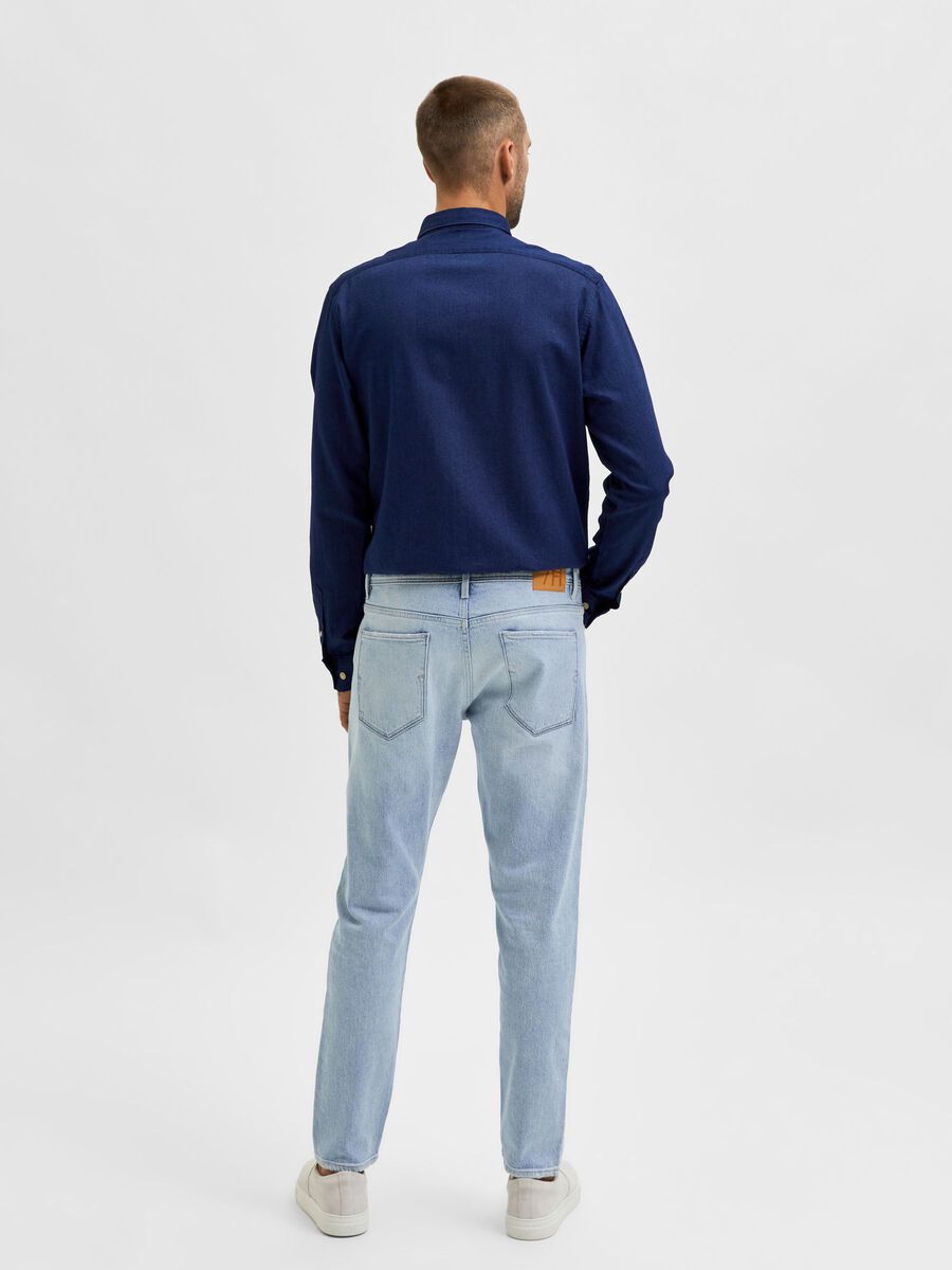 SLIM TAPERED FIT JEANS - Light Blue Denim