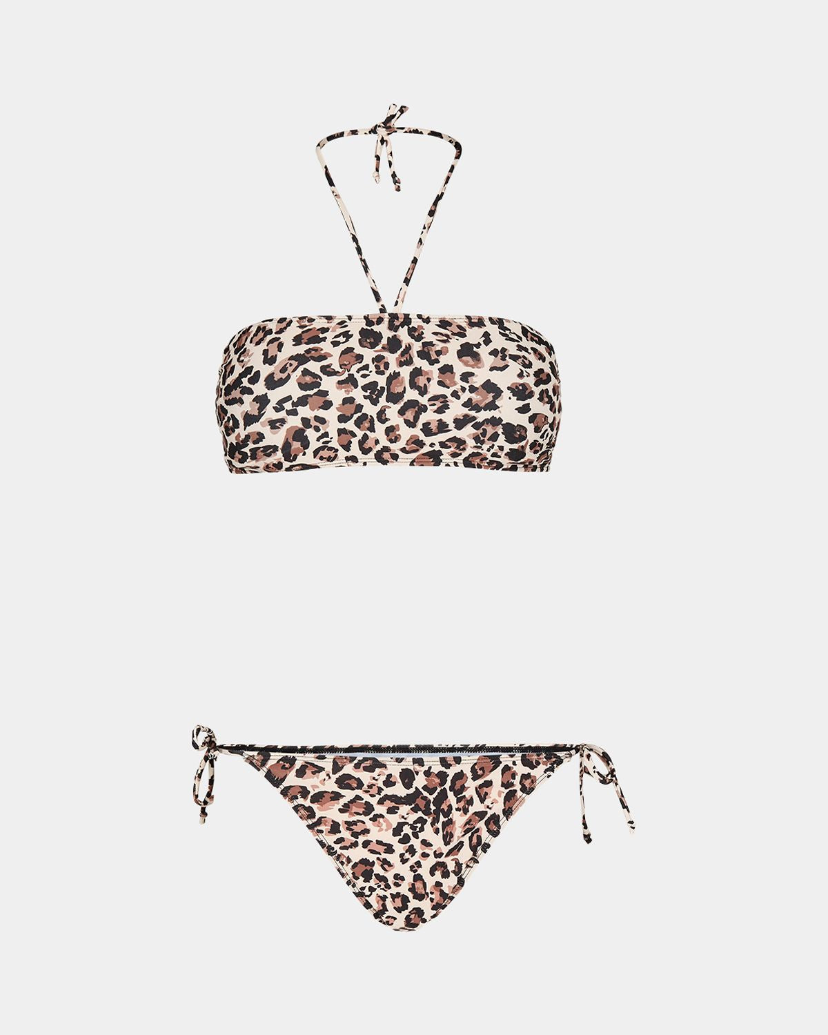 Leo print bandeau bikini