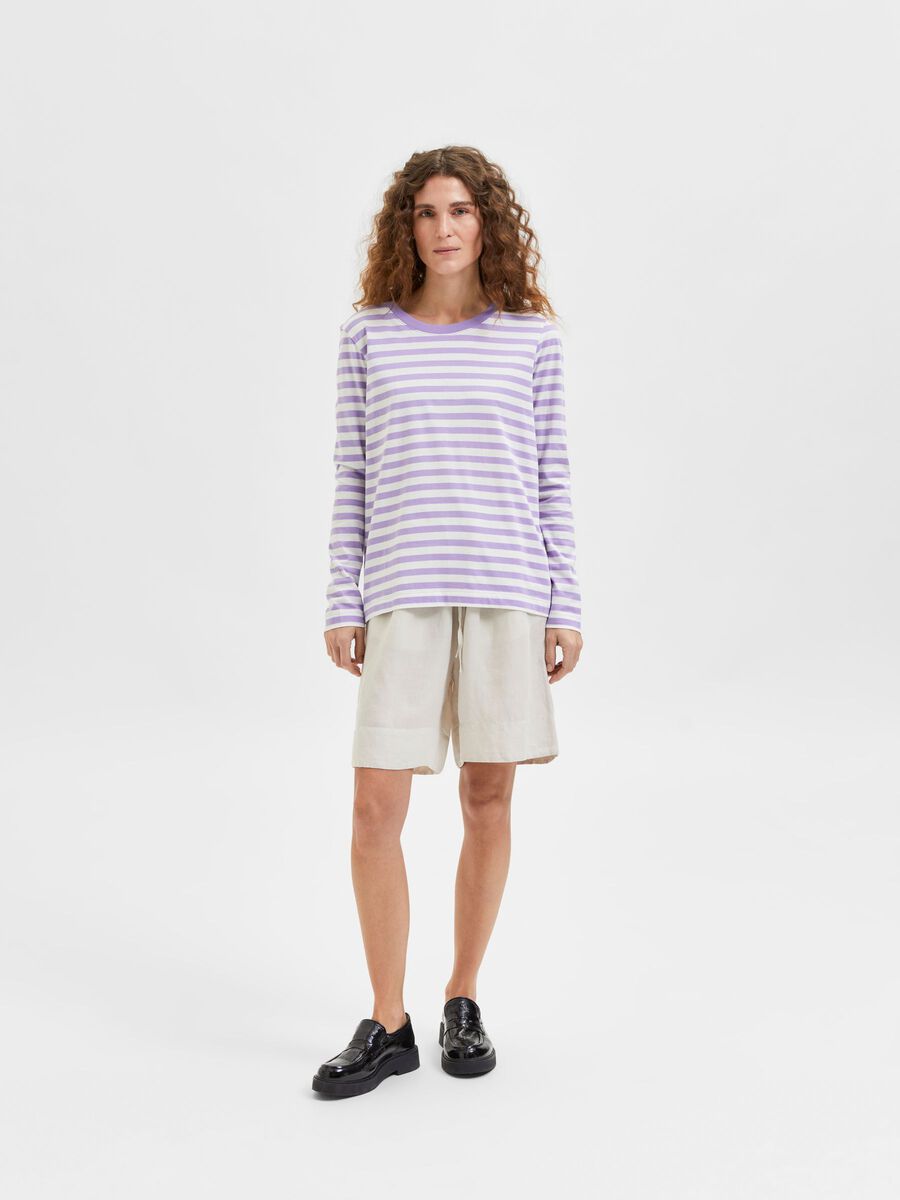 STRIPE LS TEE - Violet