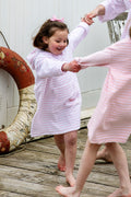 Children's Hooded Towel Robe - White/Rose