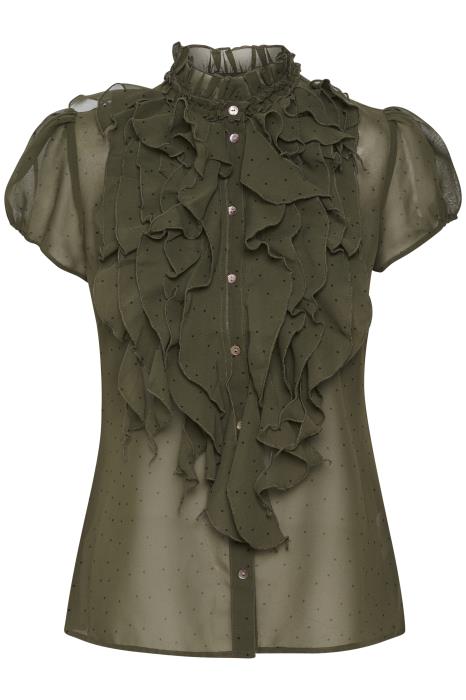 Lilly Short Sleeve Shirt - Army Green Dot