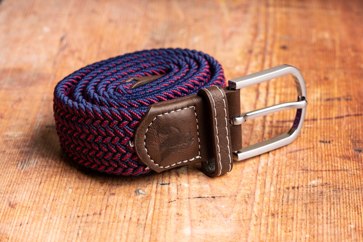Recycled Woven Belt - Blue/Red Zigzag