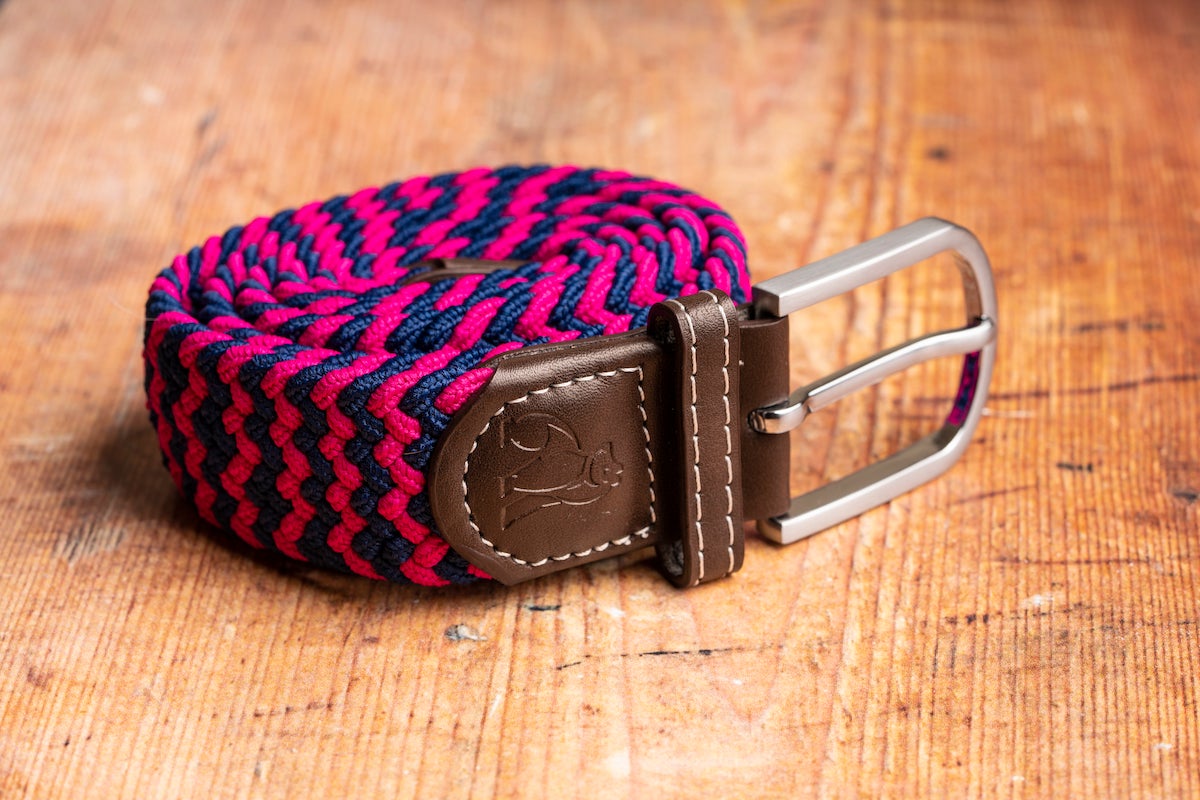 Recycled Woven Belt - pink/blue zigzag