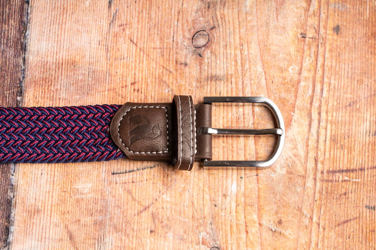 Recycled Woven Belt - blue/red zigzag