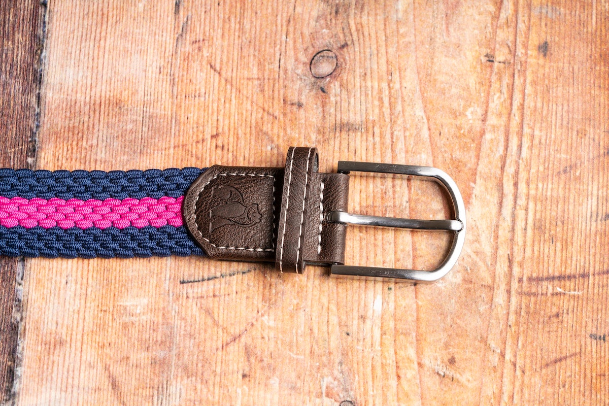 Recycled Woven Belt - Rich Pink Stripe