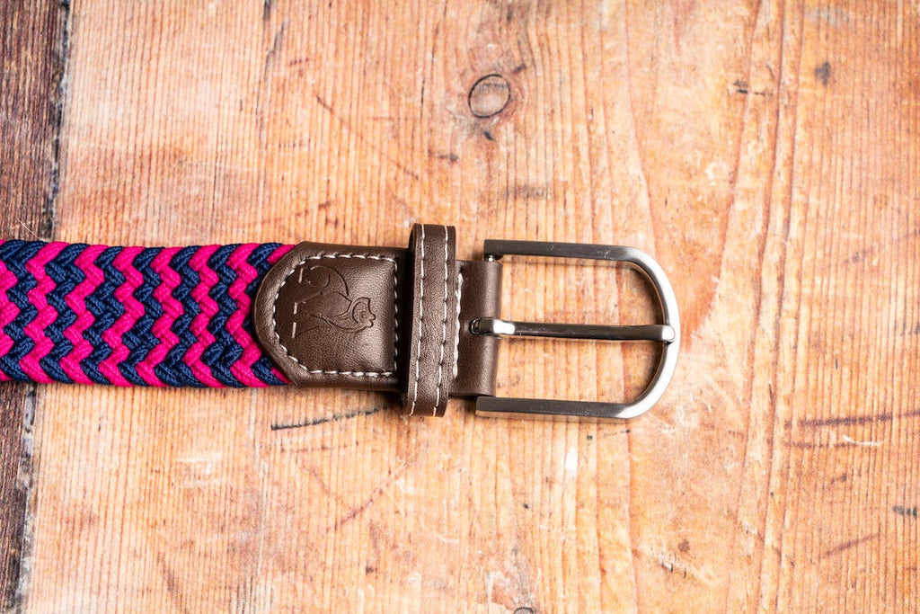 Recycled Woven Belt - Pink/Blue Zigzag