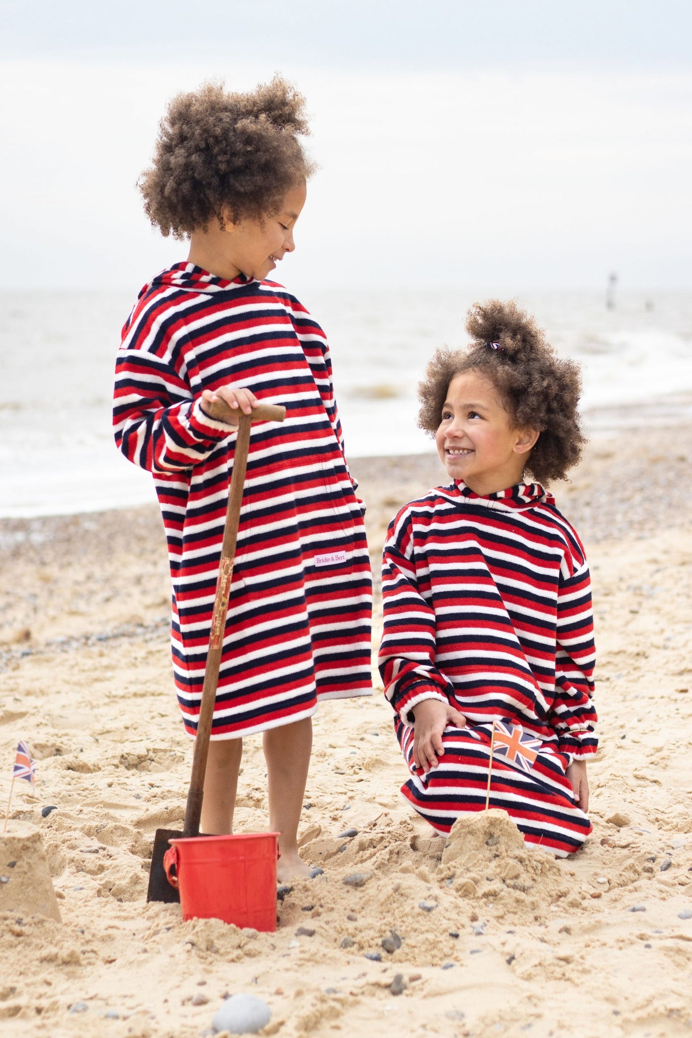 Children's Hooded Towel Robe - Red/White/Blue