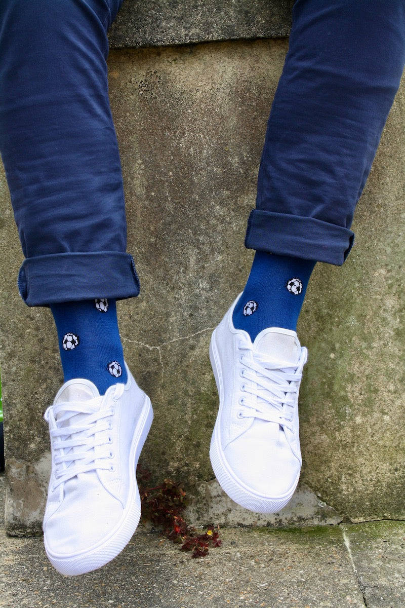Blue Football Bamboo Socks