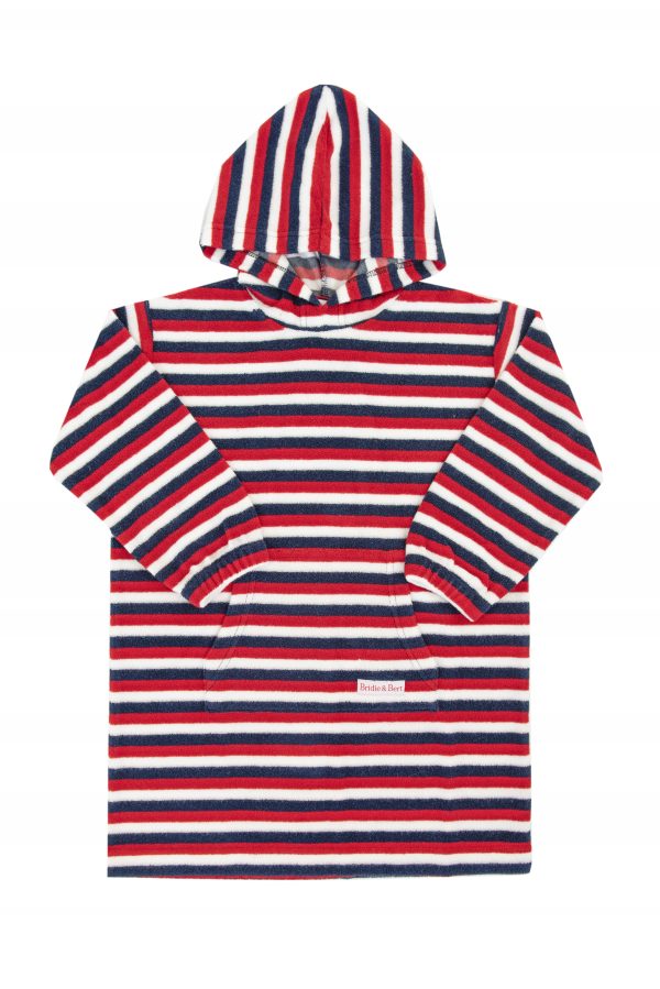 Children's Hooded Towel Robe - Red/White/Blue