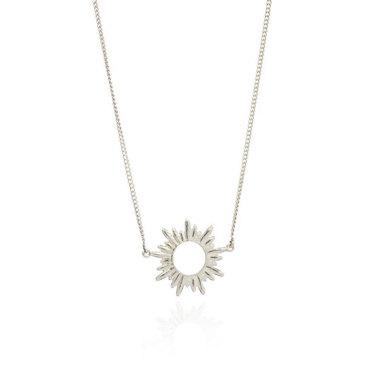 Electric Goddess Mini Sun Necklace - Silver
