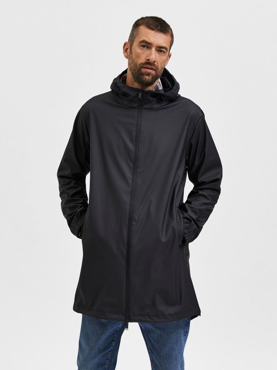 Long line rain jacket -  black