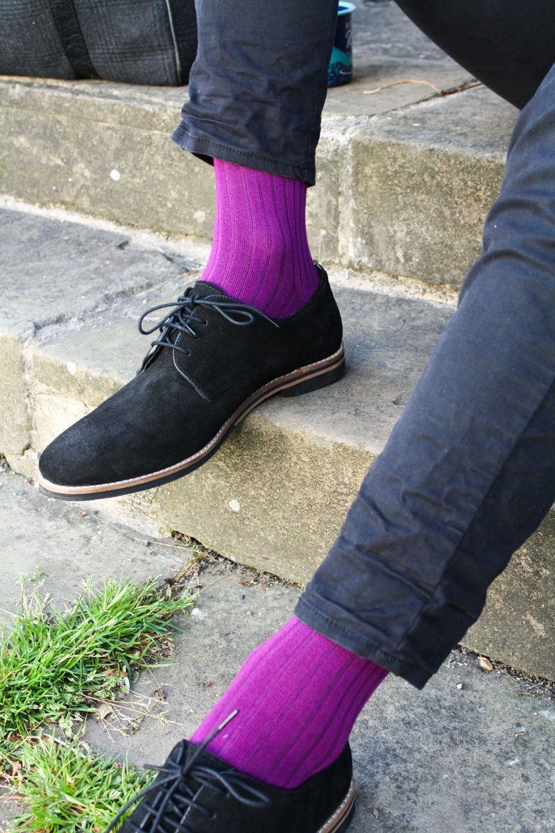 Deep Purple Ribbed Bamboo Socks