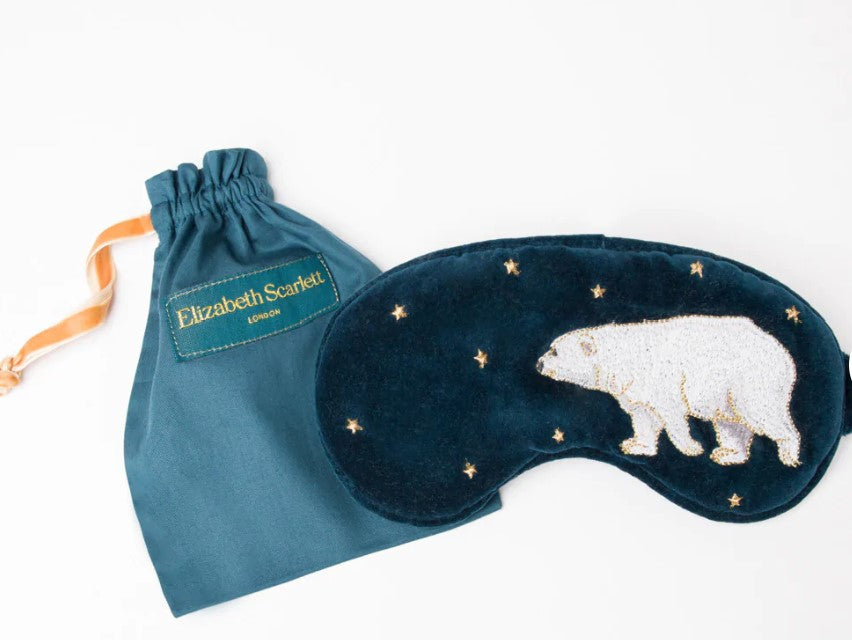 Polar Bear Velvet Eye Mask - Ink Blue