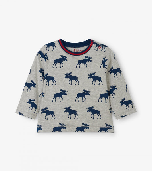 moose silhouette long sleeve baby t-shirt
