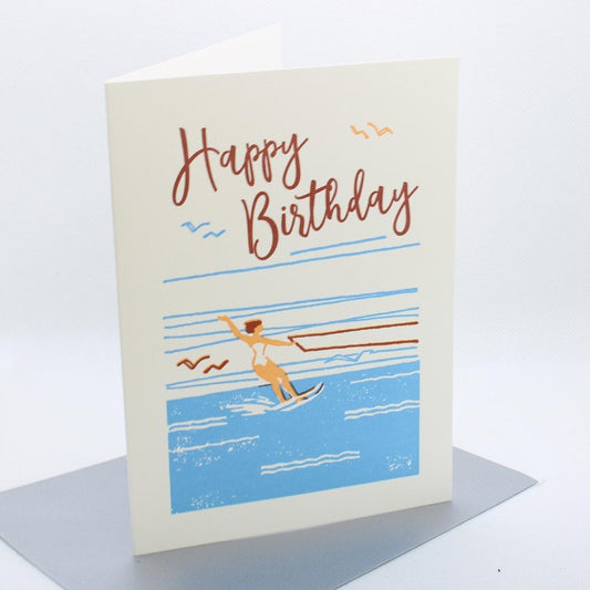 Happy Birthday Waterskiier Card