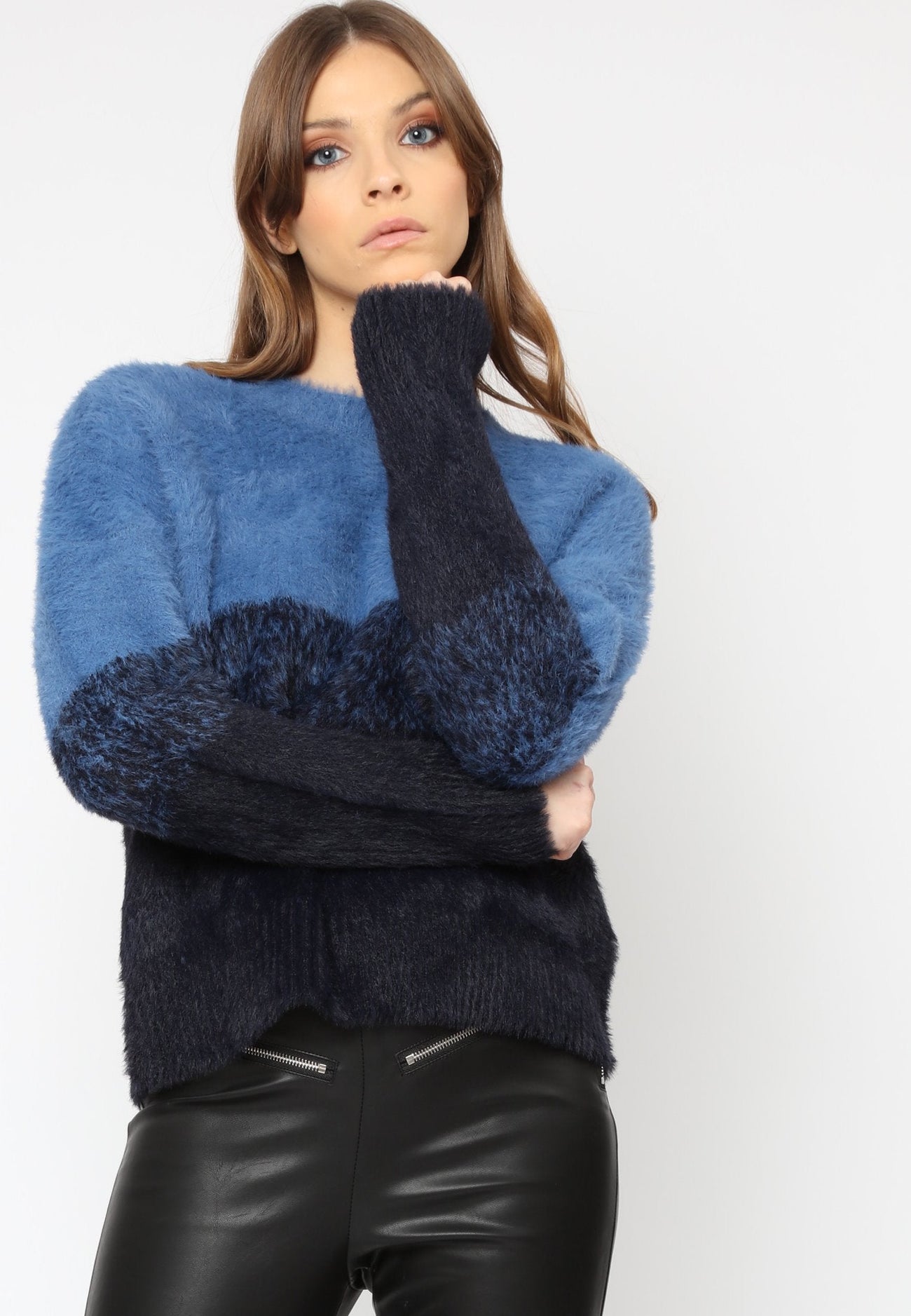 grade blue soft knit jumper