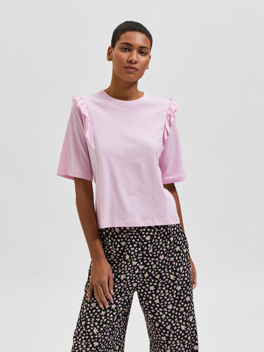 RUFFLED SS T-SHIRT - Pink
