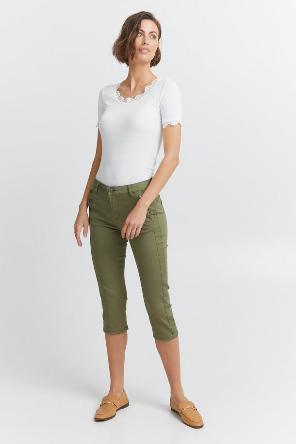 Casual Oil Green Pants