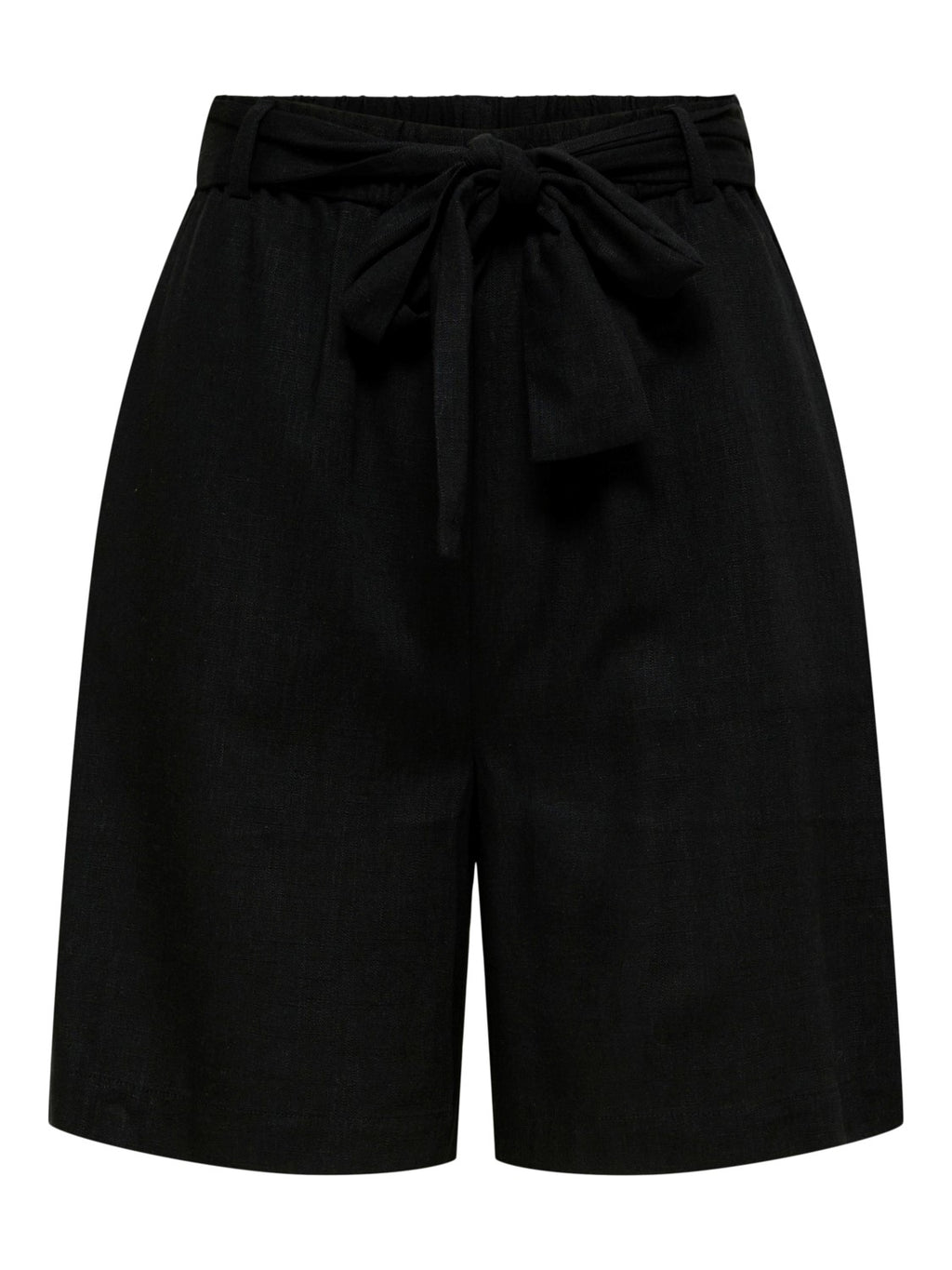 LINEN BLEND HW SHORTS - Black