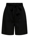 LINEN BLEND HW SHORTS - Black