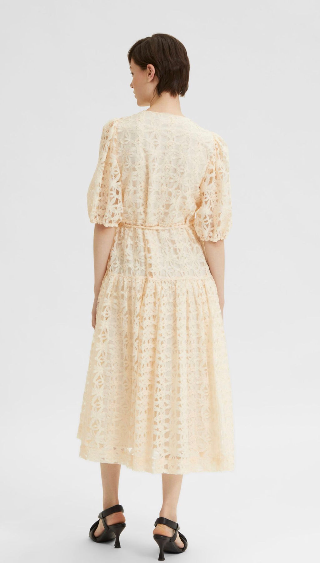LACE WRAP DRESS - White