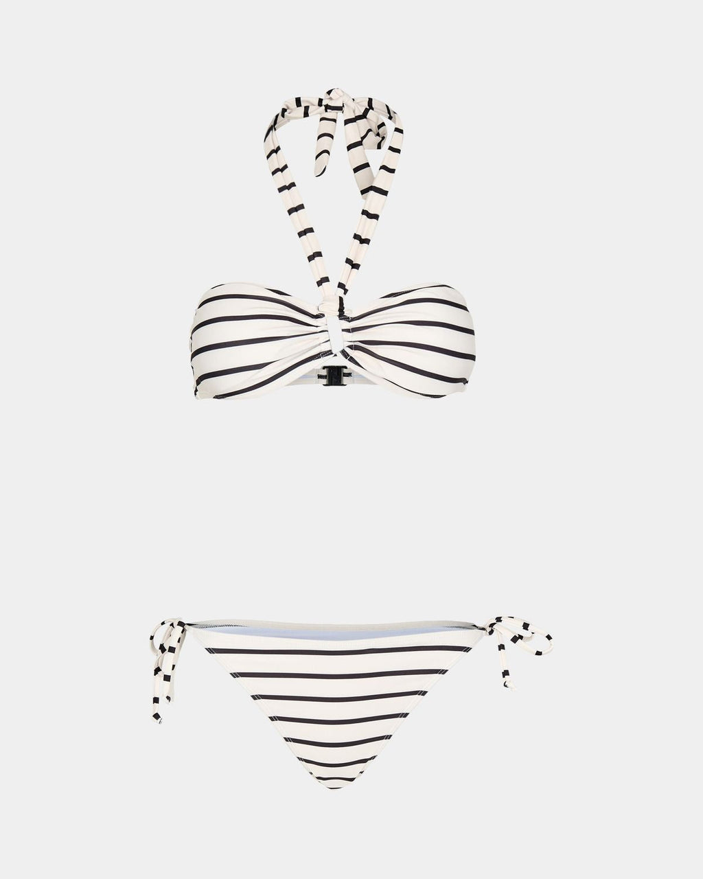 White and Black Stripe Bikini Set