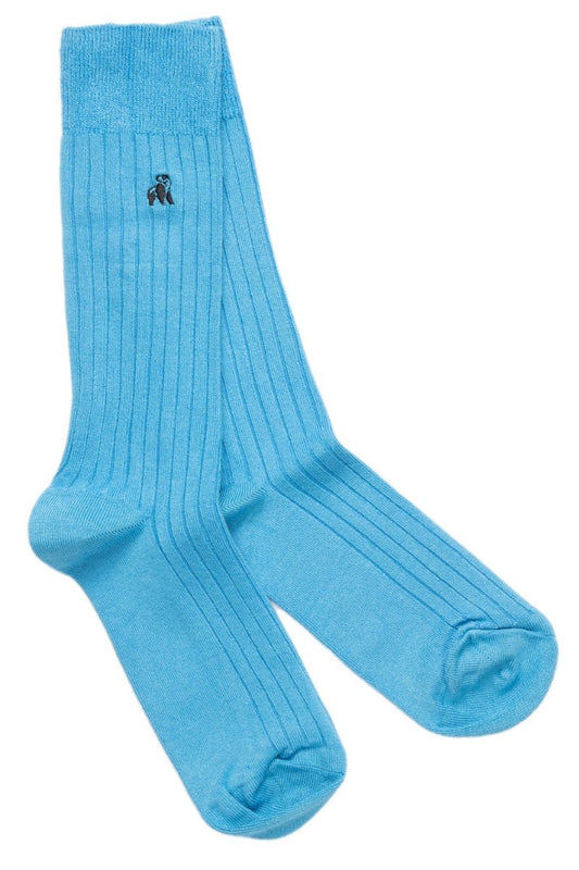 Bamboo Socks - Sky Blue Ribbed