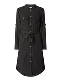 Military Style Shirt Dress - Black
