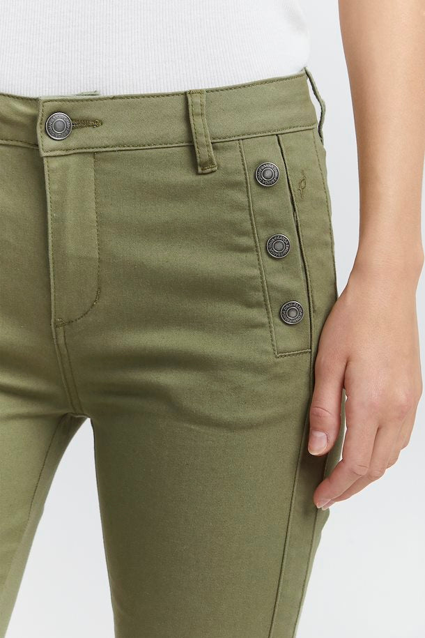 Casual Oil Green Pants