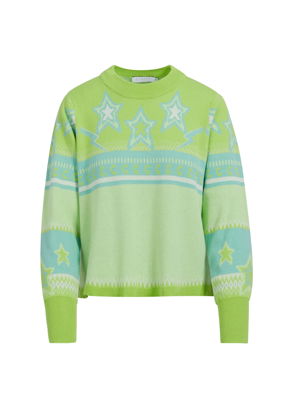 CC Knit with Jacquard Pattern - Flashing Green