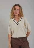 KNIT WITH V-NECK - SAND