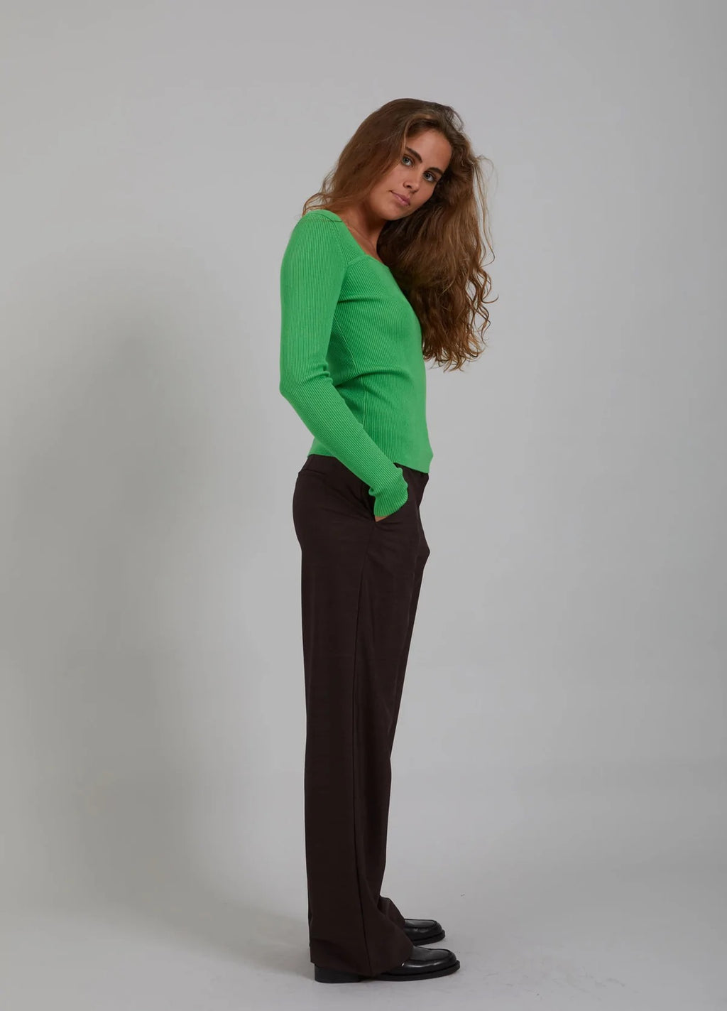 Knit With Squared Neck - High Green