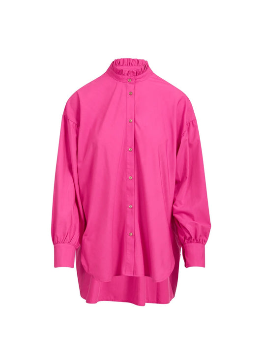 Oversized Shirt With Frills - Diva Pink