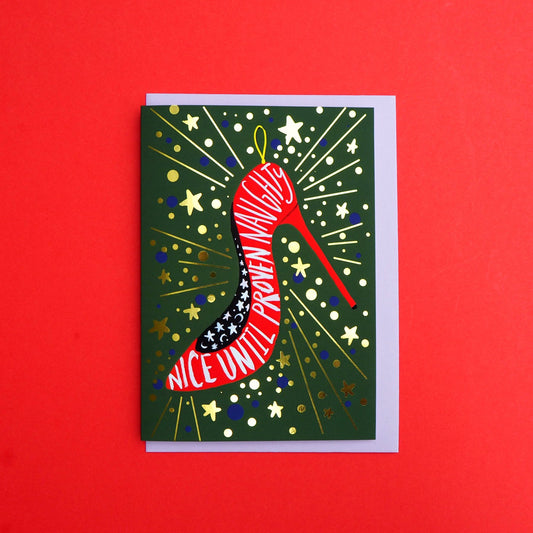 nice until proven naughty Christmas card
