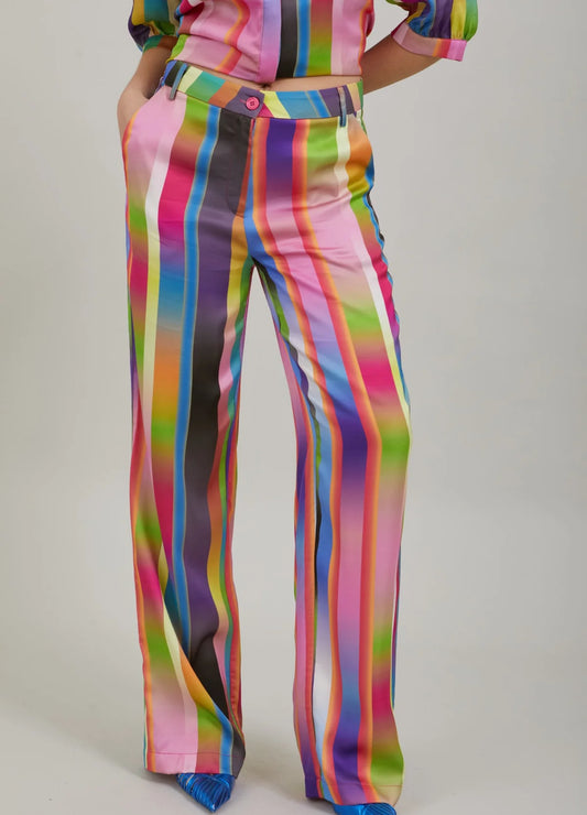 Pants in Faded Stripe Print