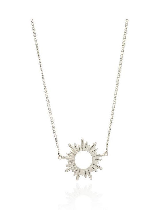 electric goddess mini sun necklace - silver