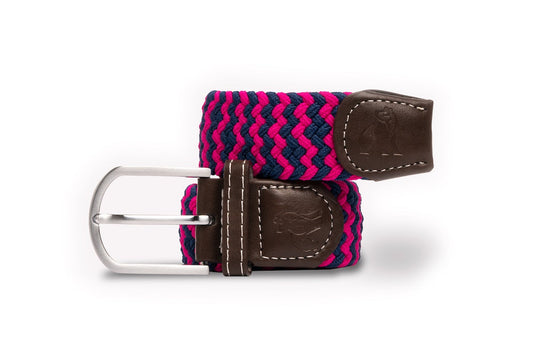 Recycled Woven Belt - pink/blue zigzag